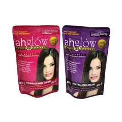 Ahglow finished hair showing silky, shiny results.