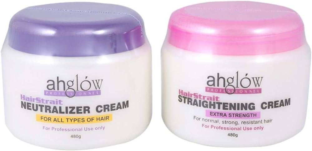 Ahglow straightening cream application showing even coverage.
