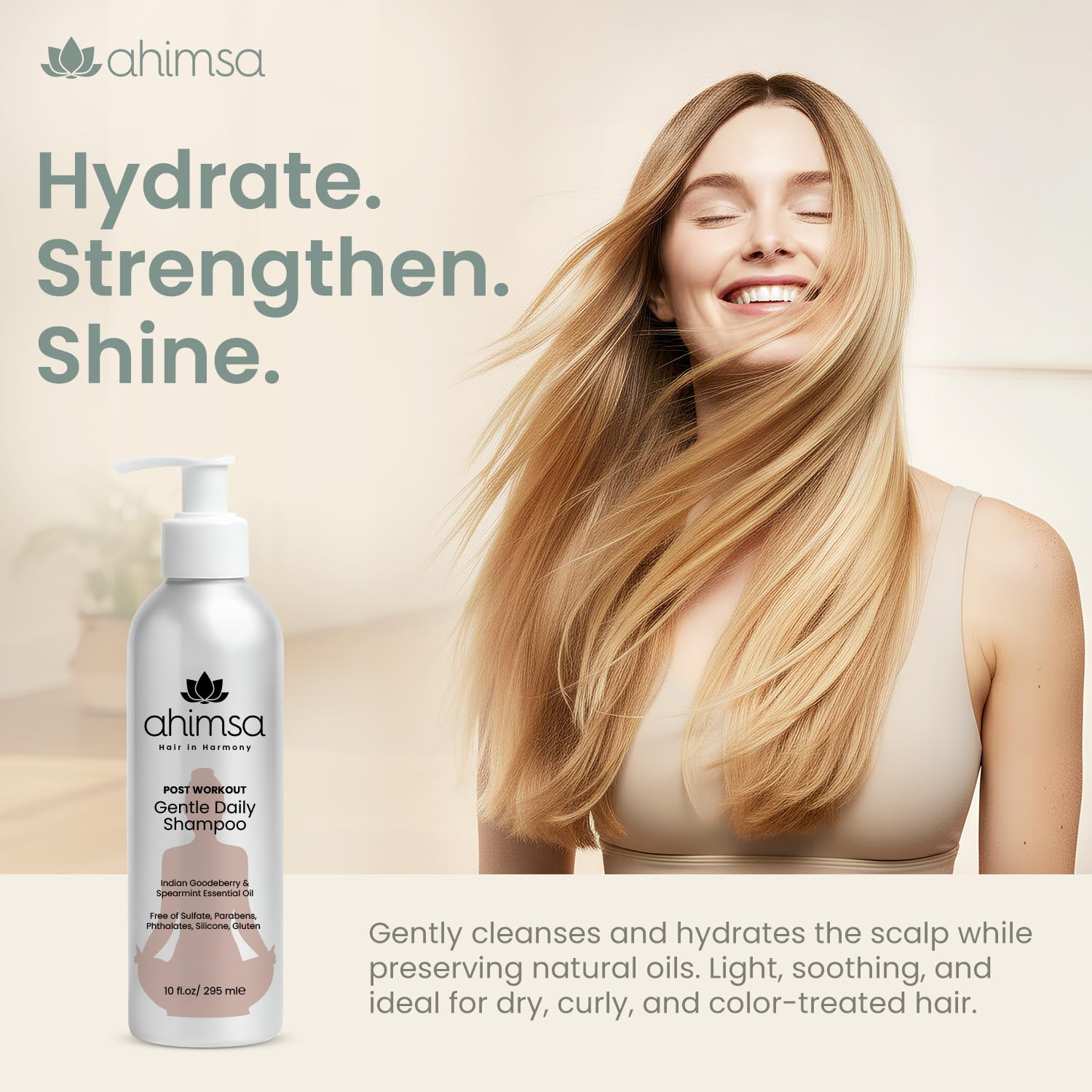Shampoo on curly hair scene demonstrating moisture and definition support