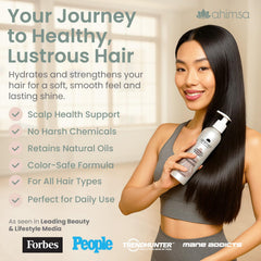 Close-up of Ahimsa label showing organic ingredients and cruelty-free claim