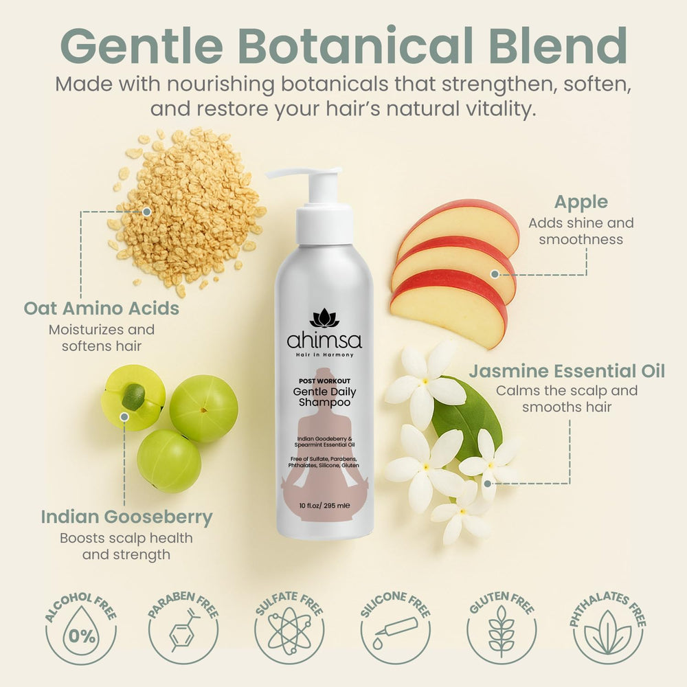 Rich lather of Ahimsa shampoo emphasizing gentle cleansing