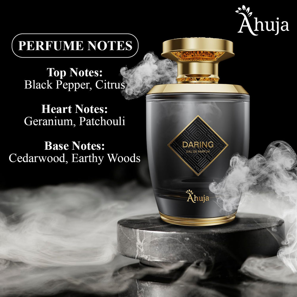 AHUJA Daring scent on wrist, easy all day wearability.