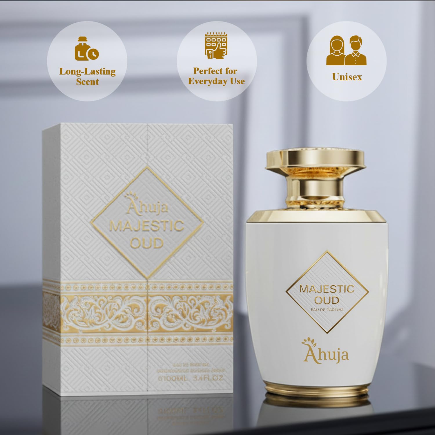 AHUJA Majestic Oud woody patchouli base suits evening wear