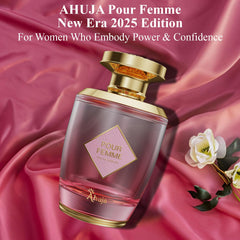 AHUJA Pour Femme floral heart note shows iris and jasmine