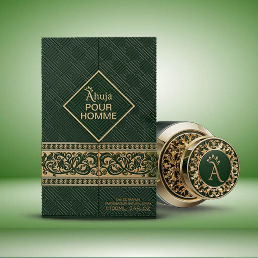 AHUJA Pour Homme vanilla and oakmoss base add warmth and depth
