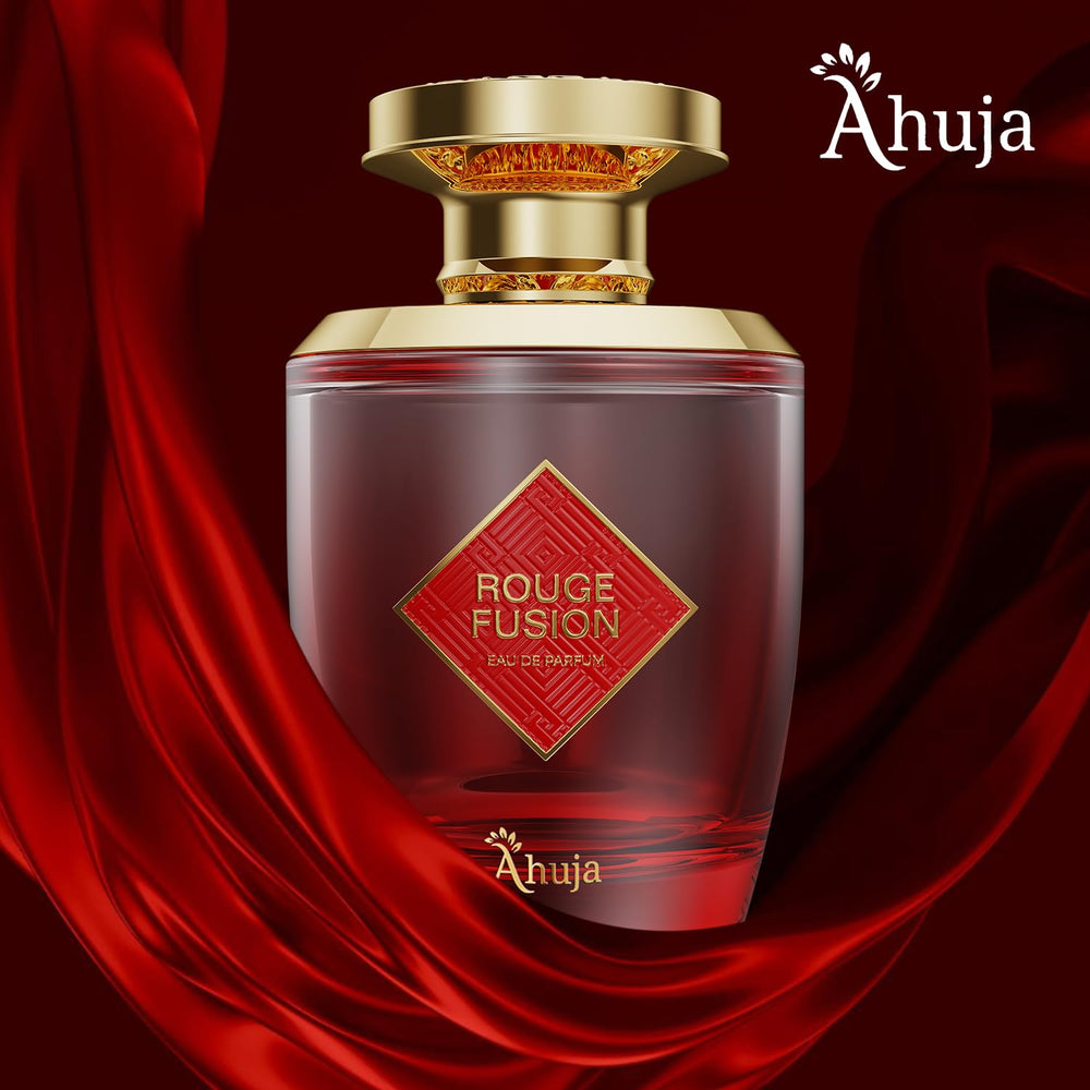 AHUJA Rouge Fusion logo detail signals refined branding and premium aura.