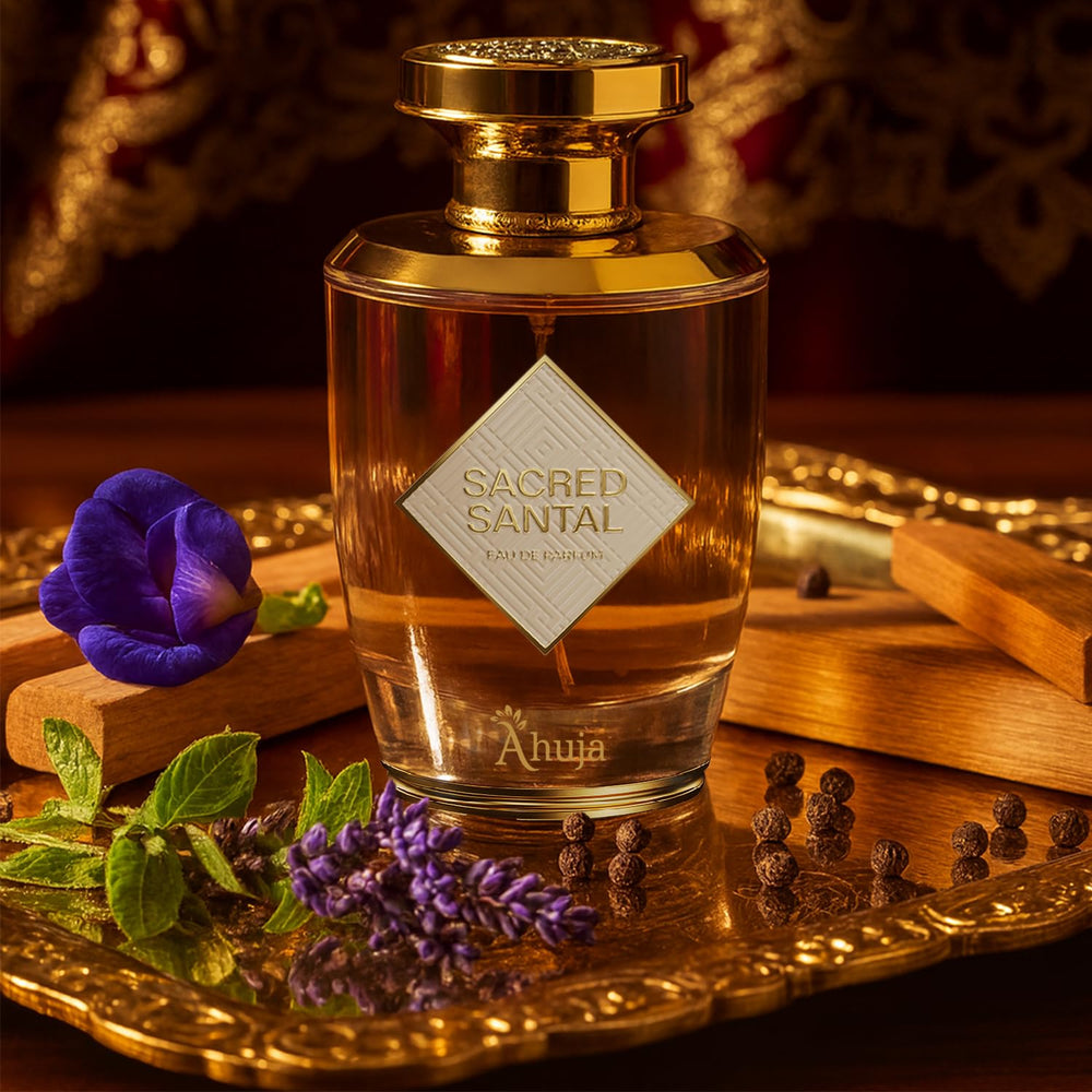 AHUJA Sacred Santal cardamom spice close-up suggests vibrant opening.
