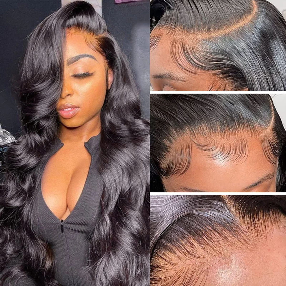 Aicrelery 13x6 body wave lace front wig viewed head-on for natural everyday wear.