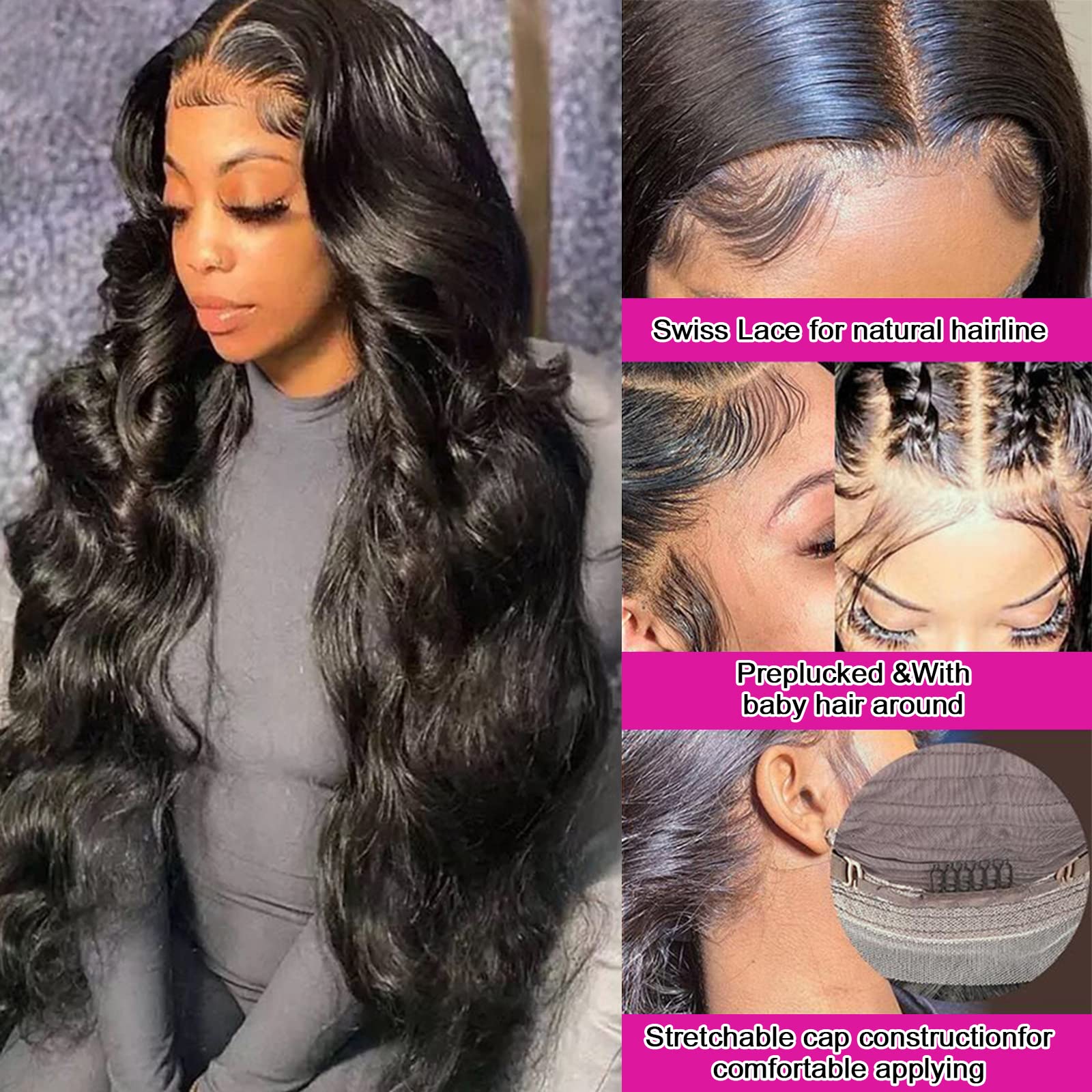 Aicrelery wig with bleached knots and natural part for easy styling.
