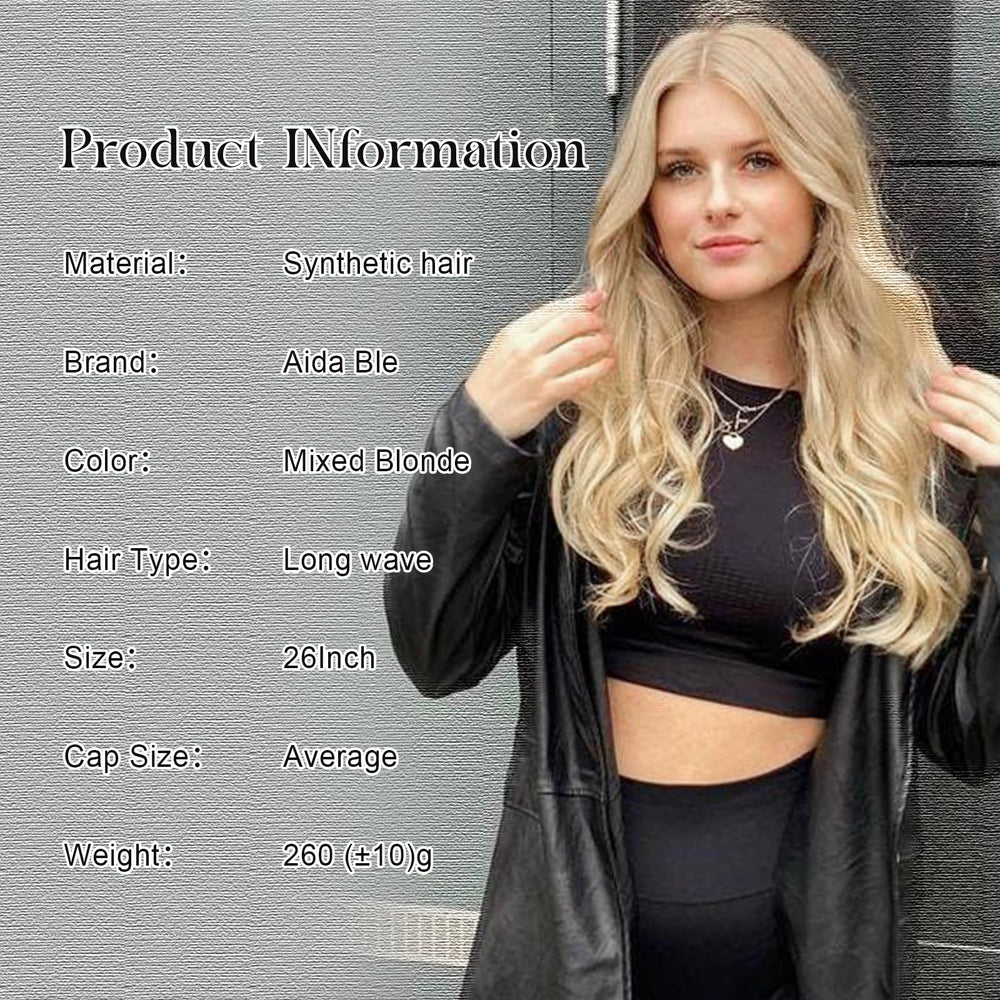 A close-up of Aida ble long wave wig curls showing lush texture and color.