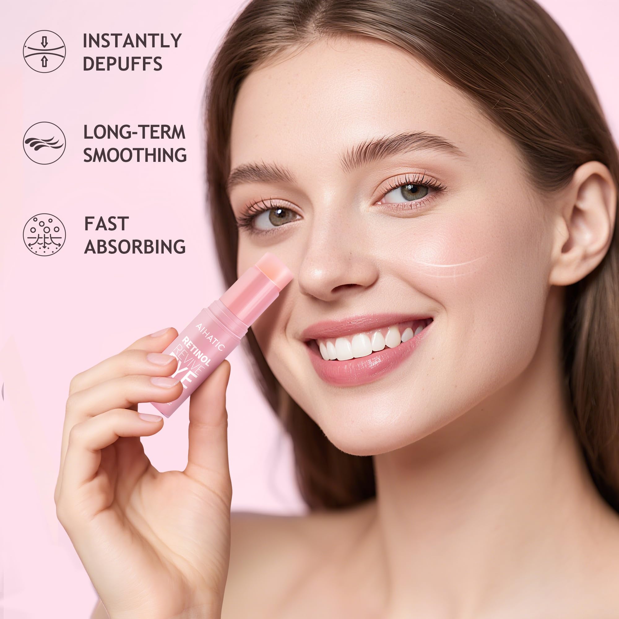 Aihatic retinol eye balm being gently applied around the under-eye area