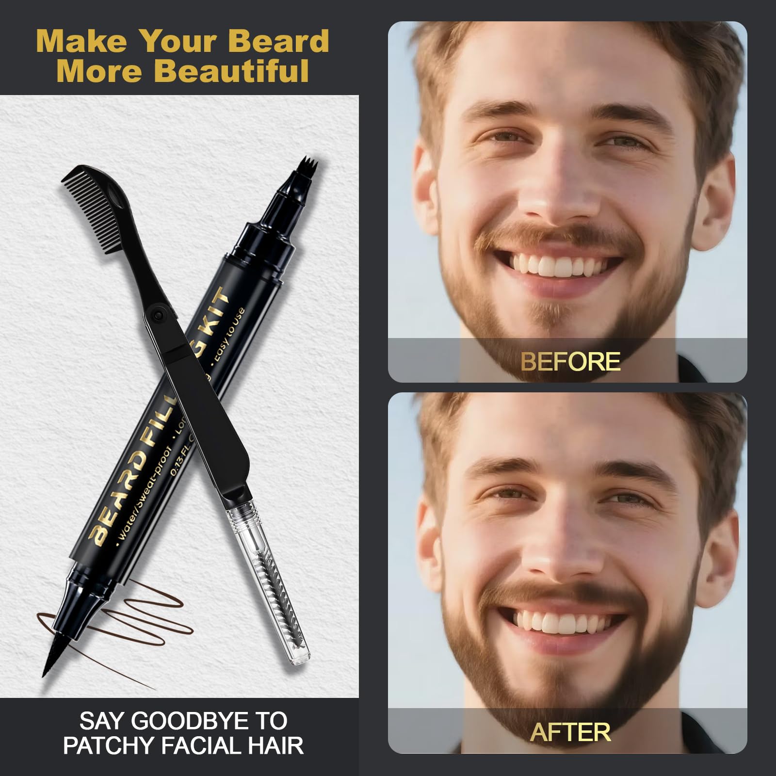 AIHOPESTO 2in1 Comb-Brush adds convenience for a neat, authentic beard look.