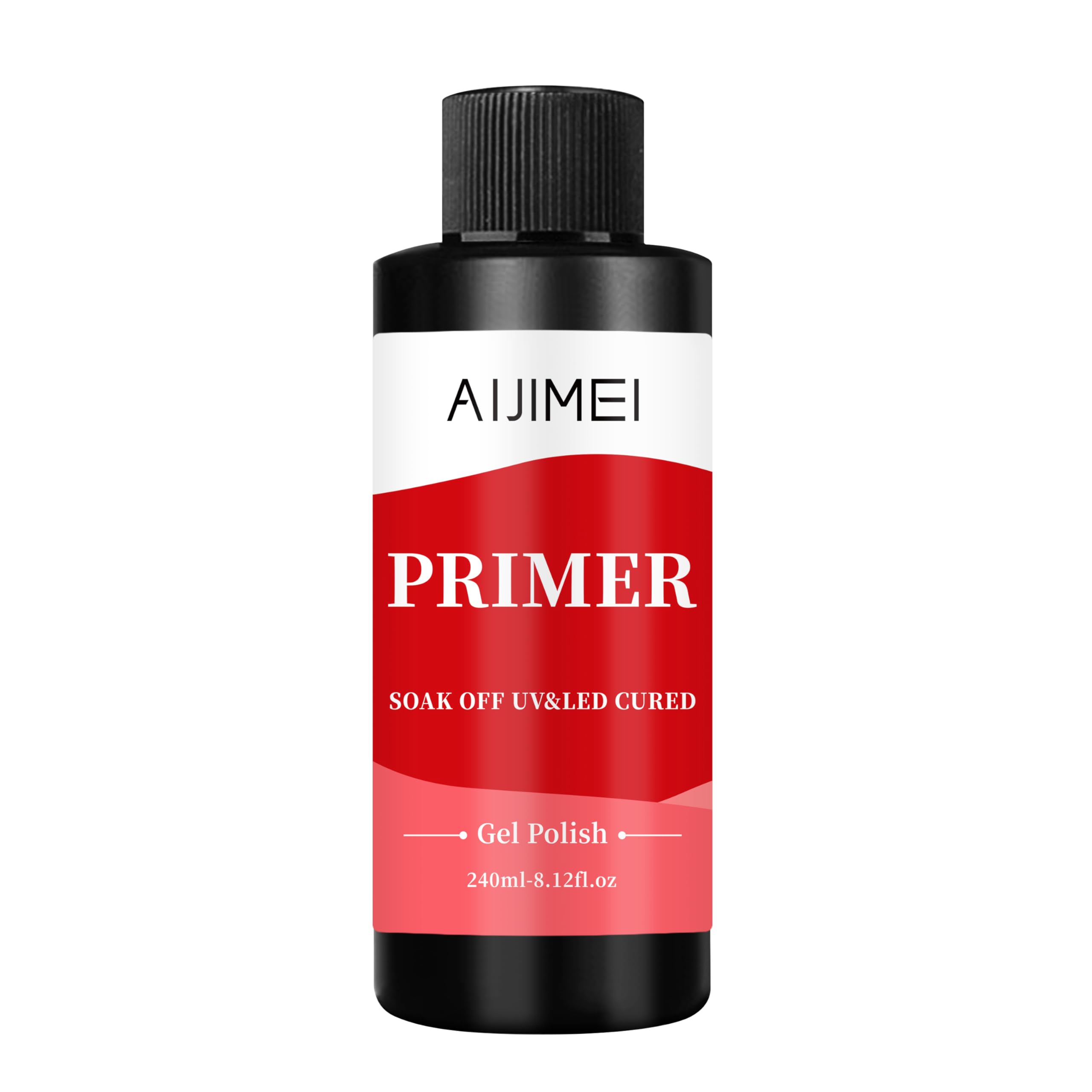 AIJIMEI rapid-dry nail primer bottle enables fast adhesion and a smooth base.