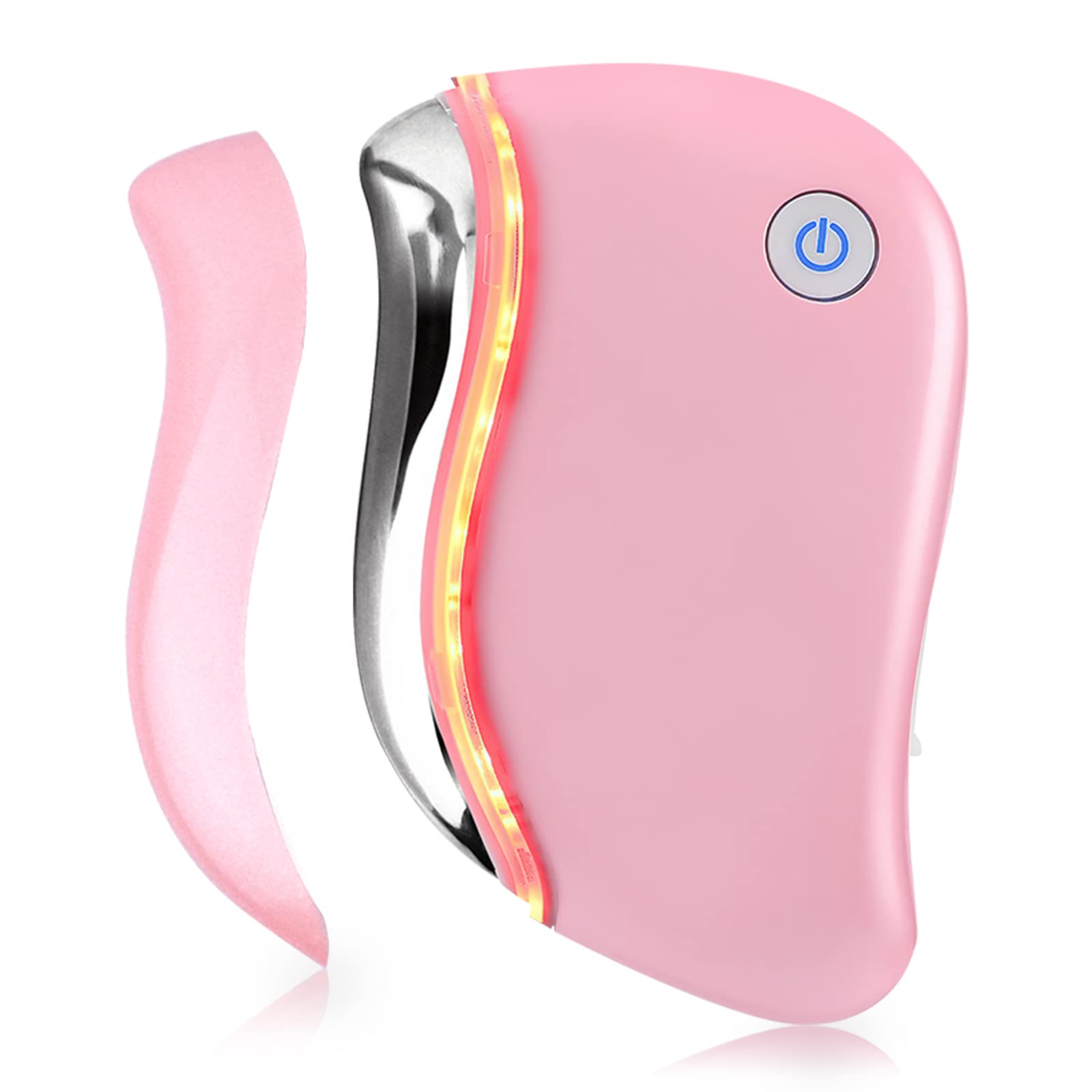 Aikertec Heat Gua Sha Tool front view, ergonomic curve for precise contouring.