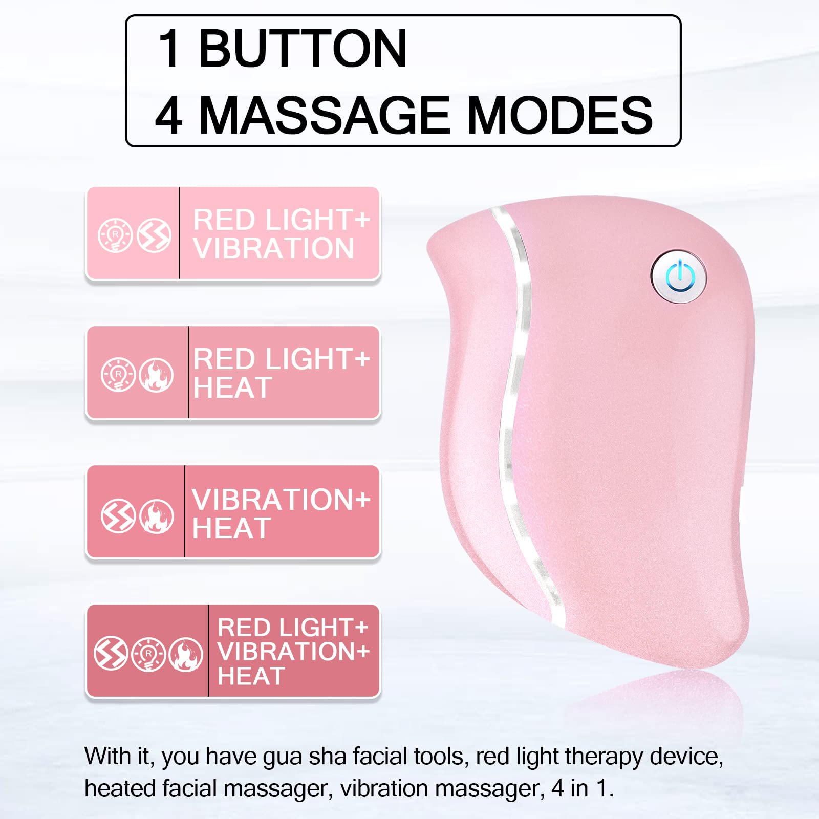 Aikertec Heat Gua Sha Tool side view, compact design for at-home sessions.