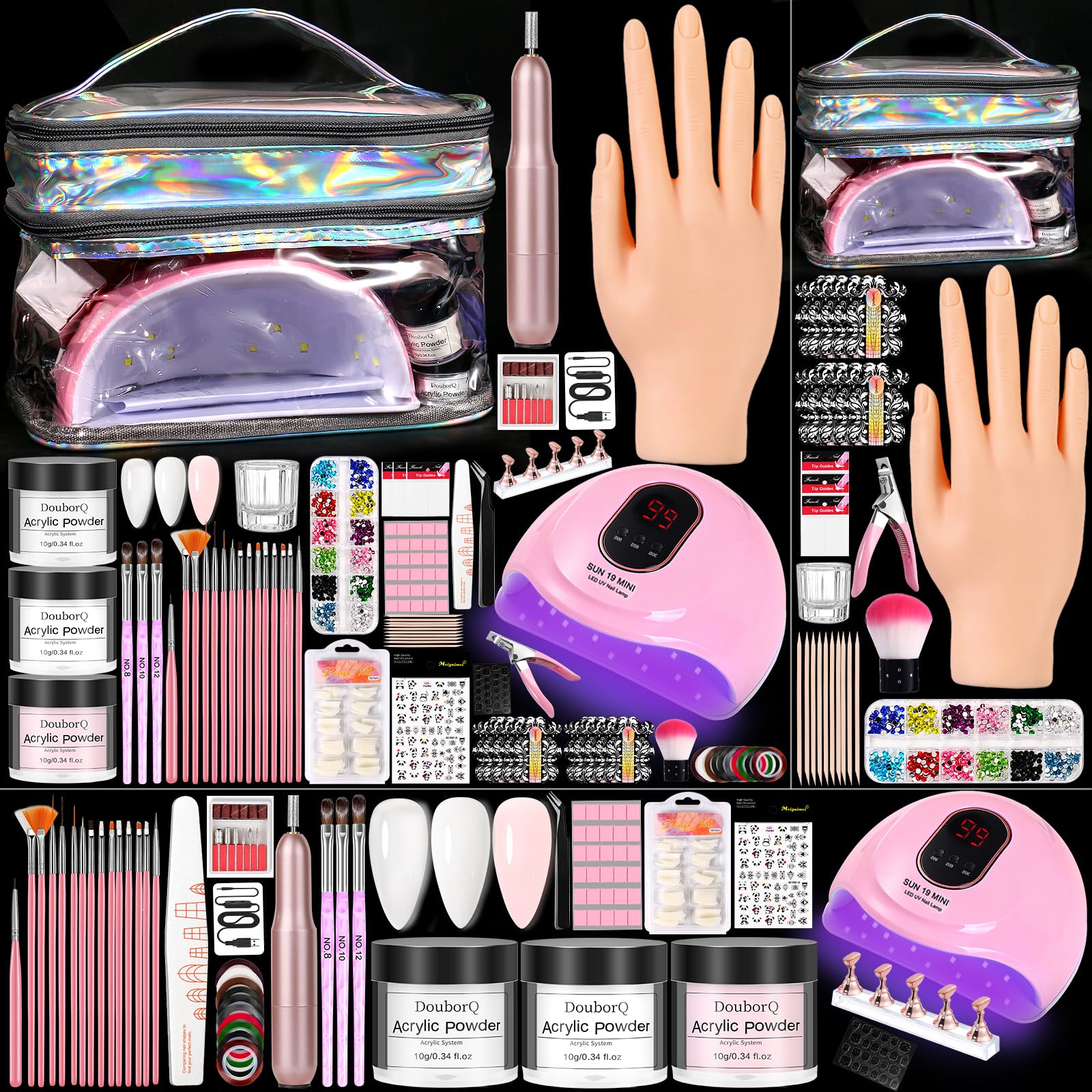 AILALUO acrylic nail kit beginners practice hand for at-home nail art sessions