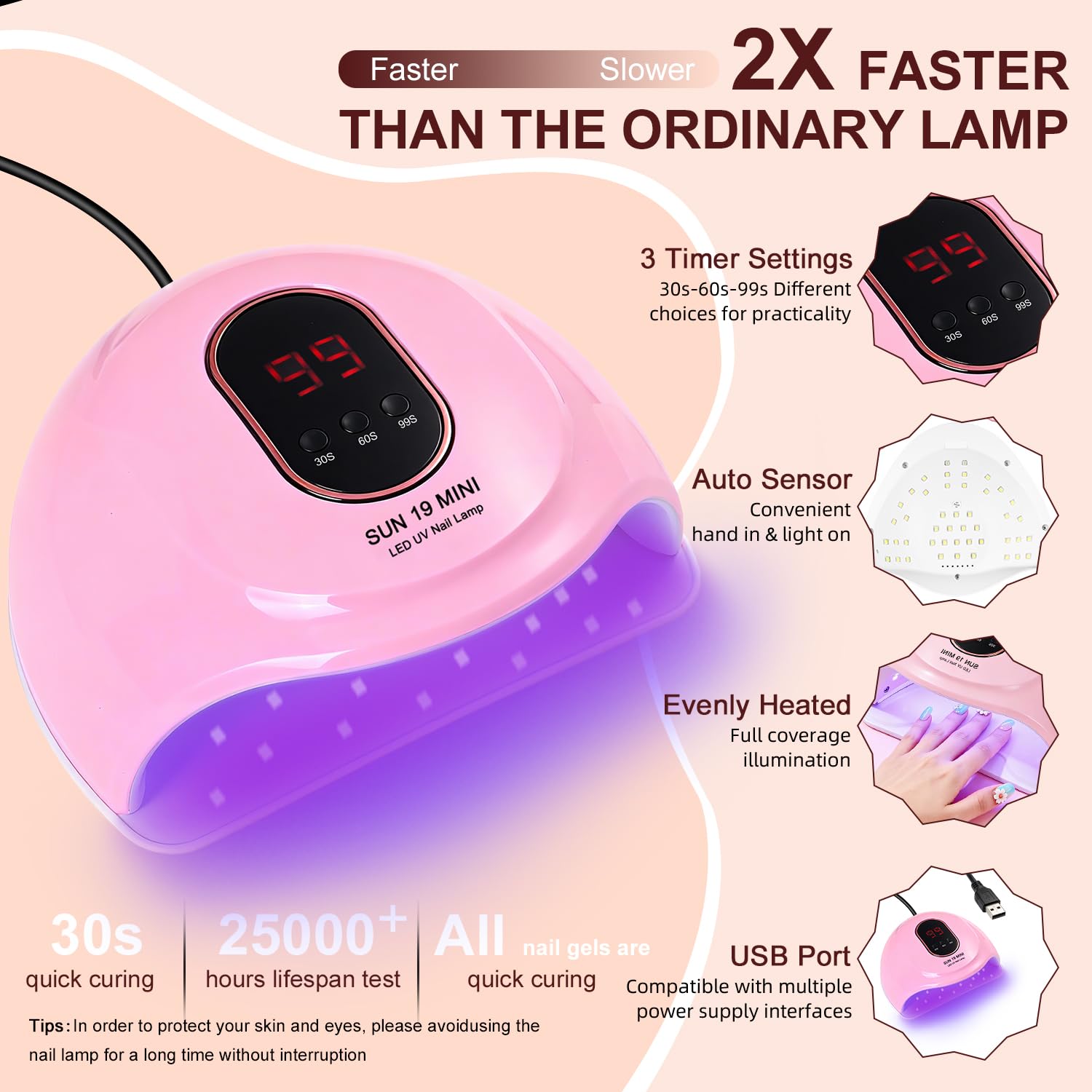 AILALUO nail lamp for efficient curing during home manicure sessions