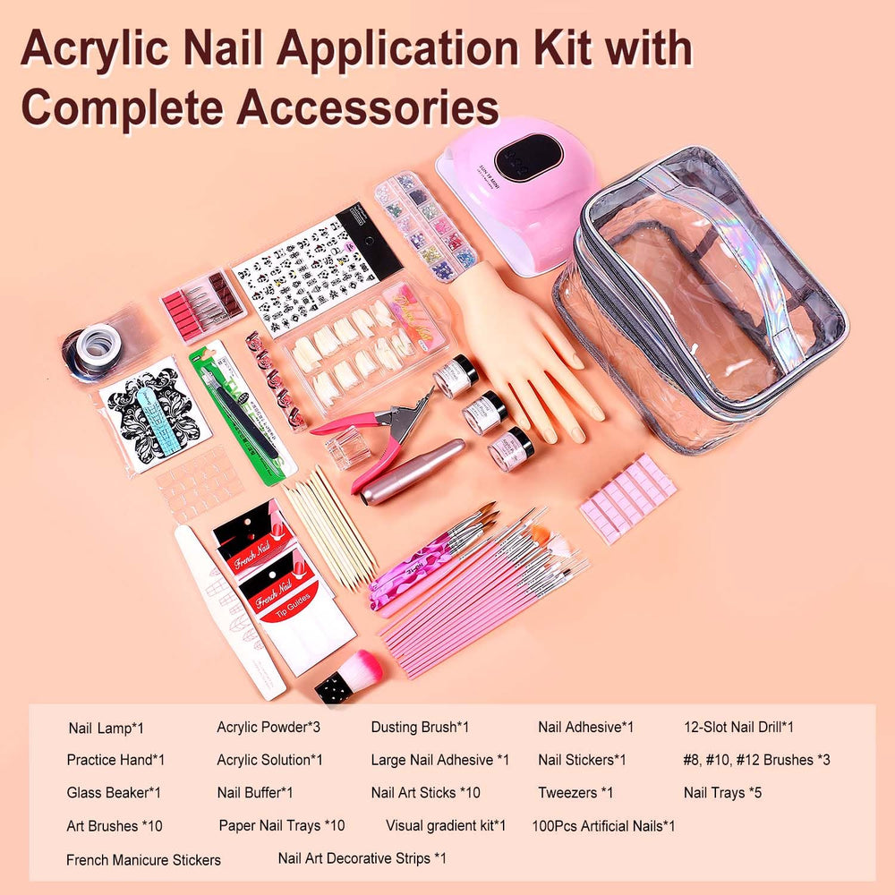 AILALUO silver cosmetic bag with nail art essentials for on-the-go studio prep