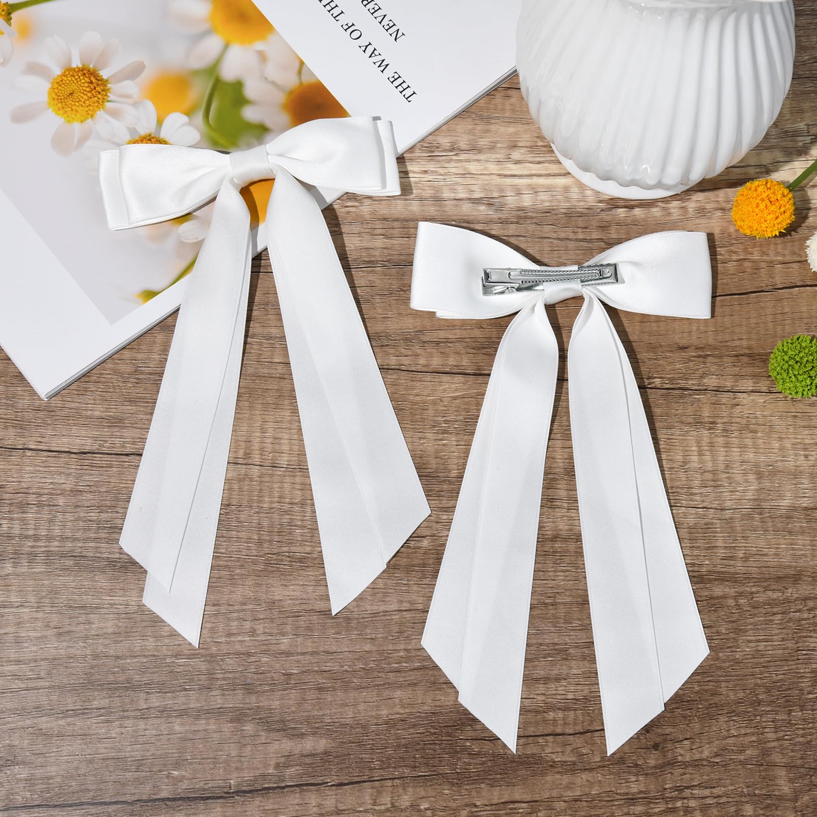 Aileam satin bow accessory enhances braids and ponytails