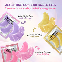 AILEORY 24K gold under-eye patch highlighting brightening effect for radiant skin.