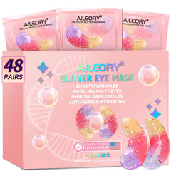AILEORY under-eye patches in tri-color gel for deep hydration and refreshed look.