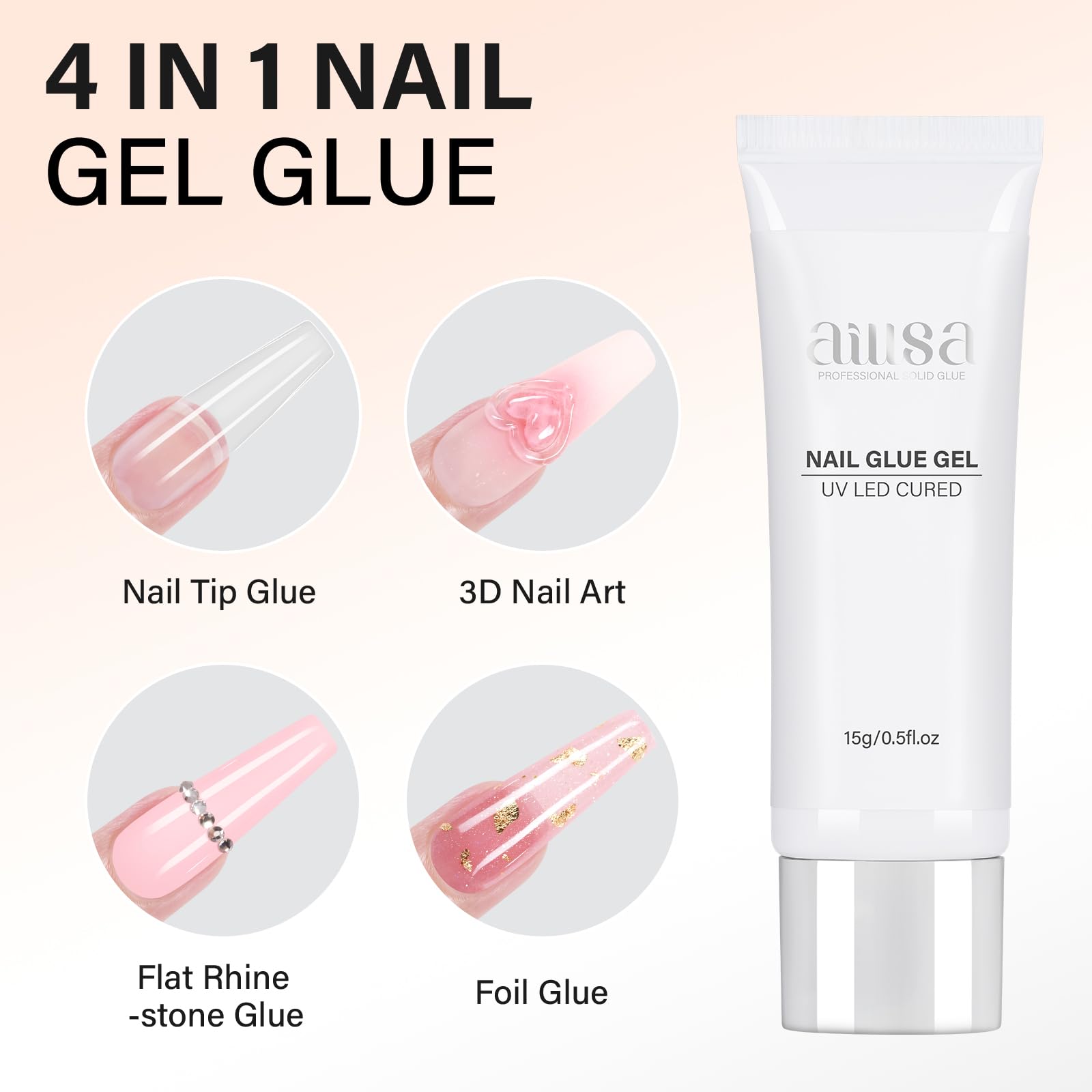 AILLSA crystal-clear gel glue dries without yellowing for natural look