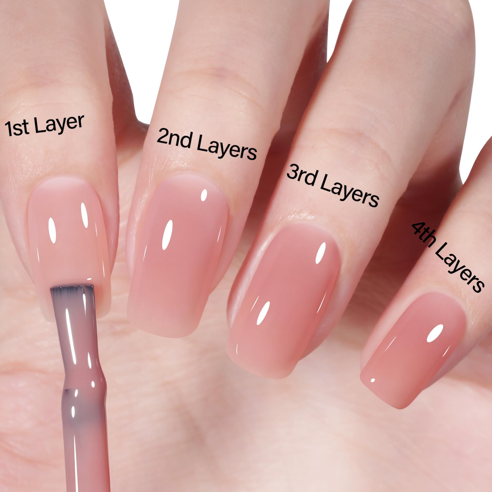 AILLSA French manicure look created with nude pink polish for elegant at-home styling.