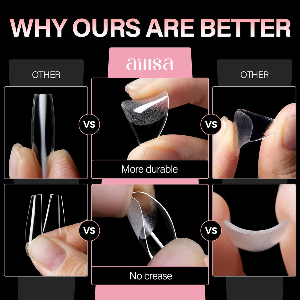 AILLSA Gelly tips compatibility with gel polish and glue for DIY use