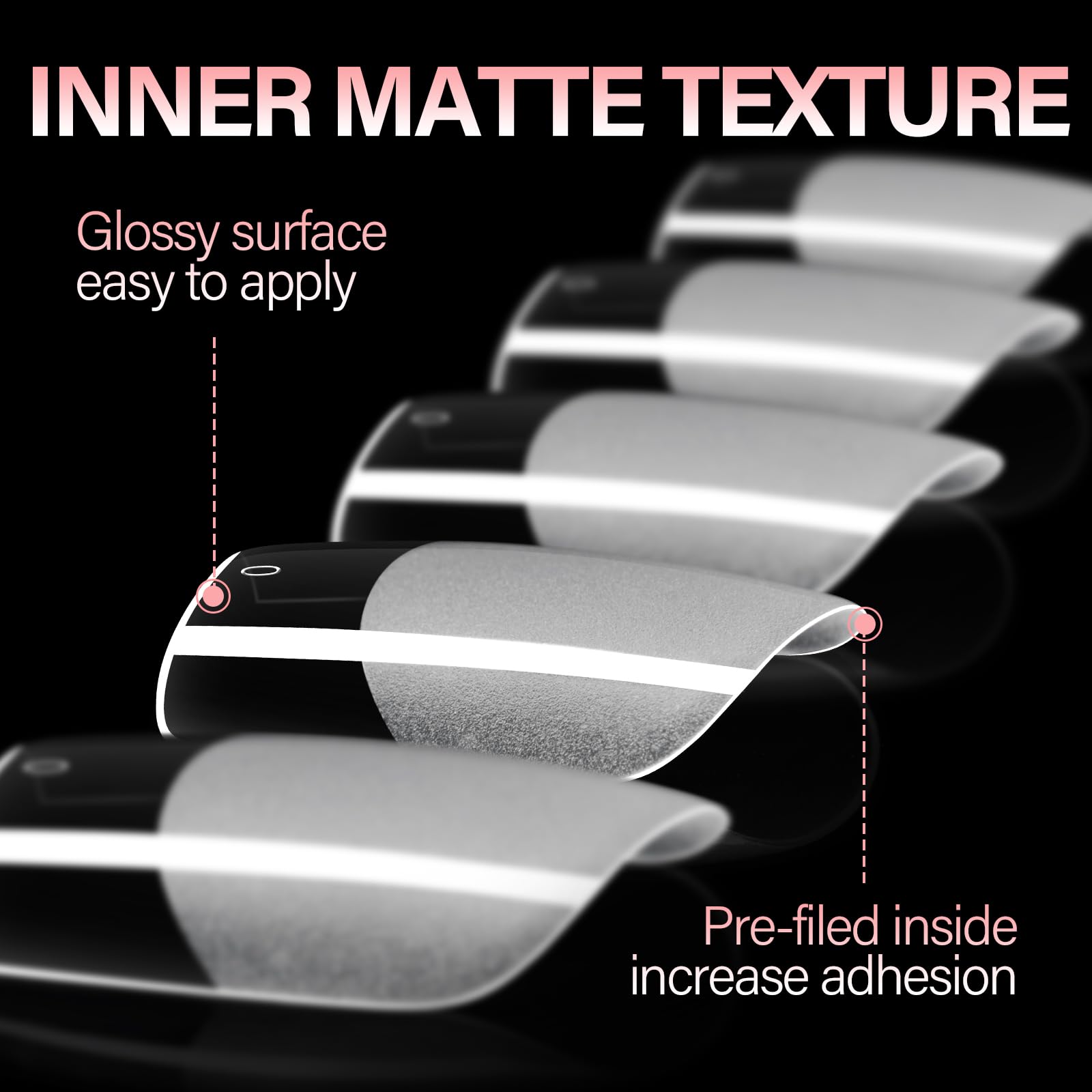 AILLSA half-matte nail tips for natural look and stronger adhesion.