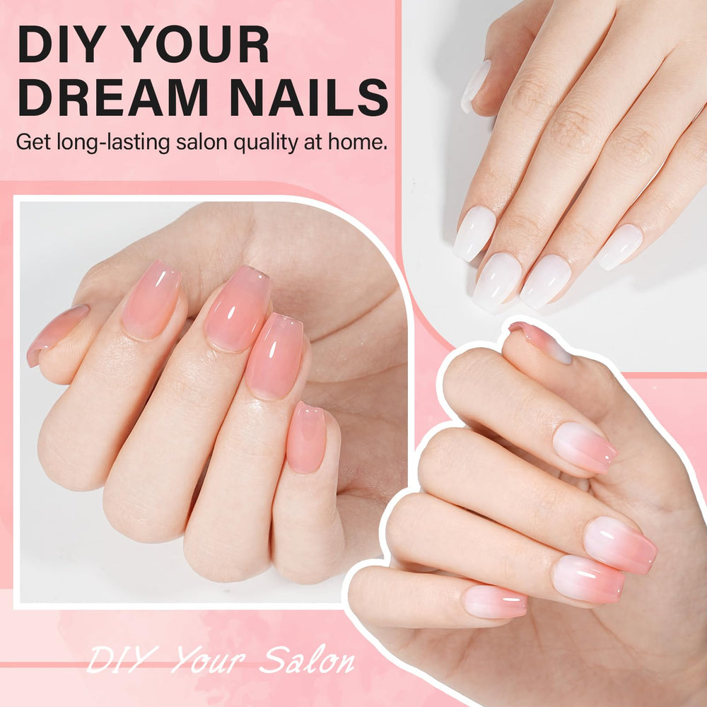 AILLSA milky white jelly gel polish on nails for soft opacity