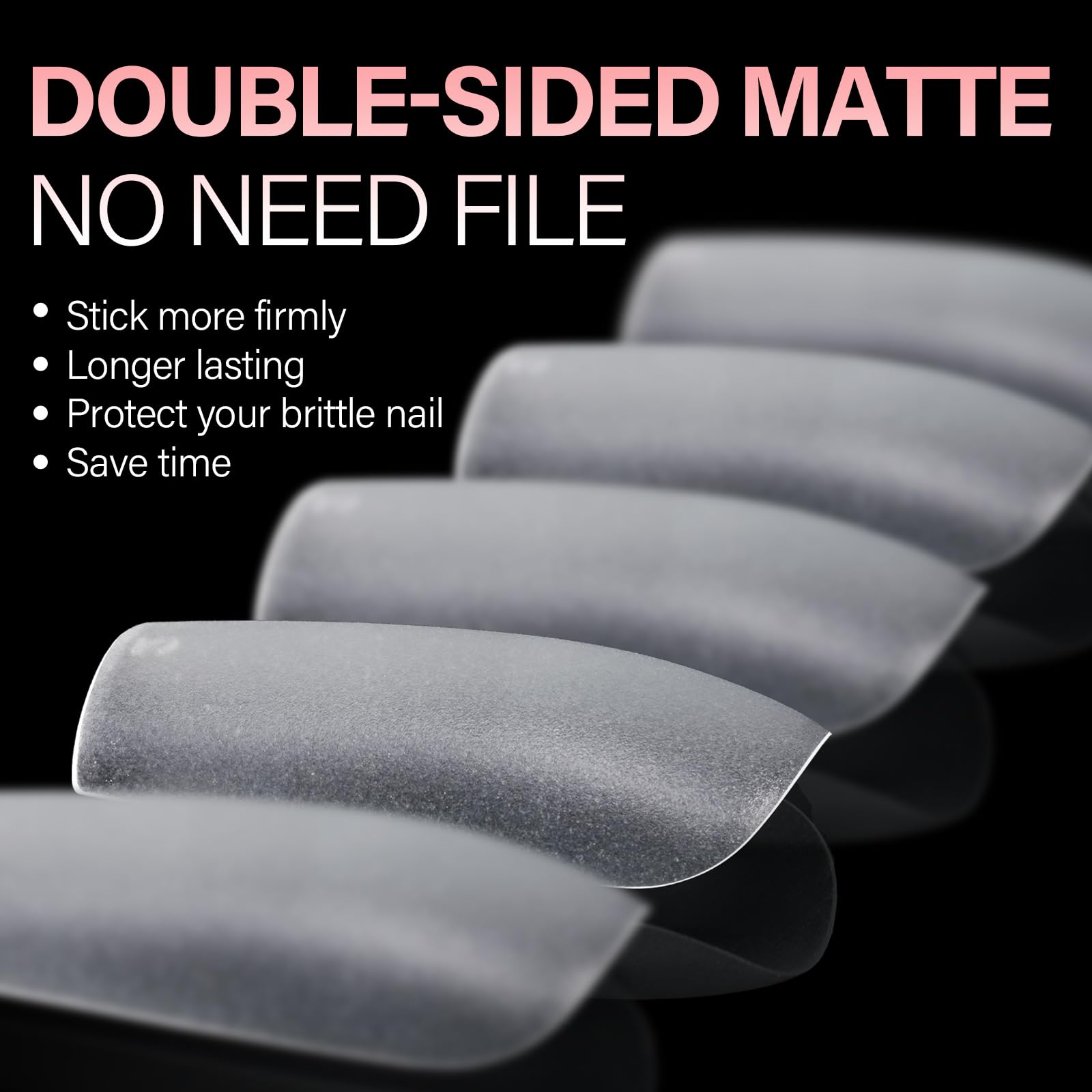 AILLSA matte finish tips—no polish needed for fast, flawless looks.