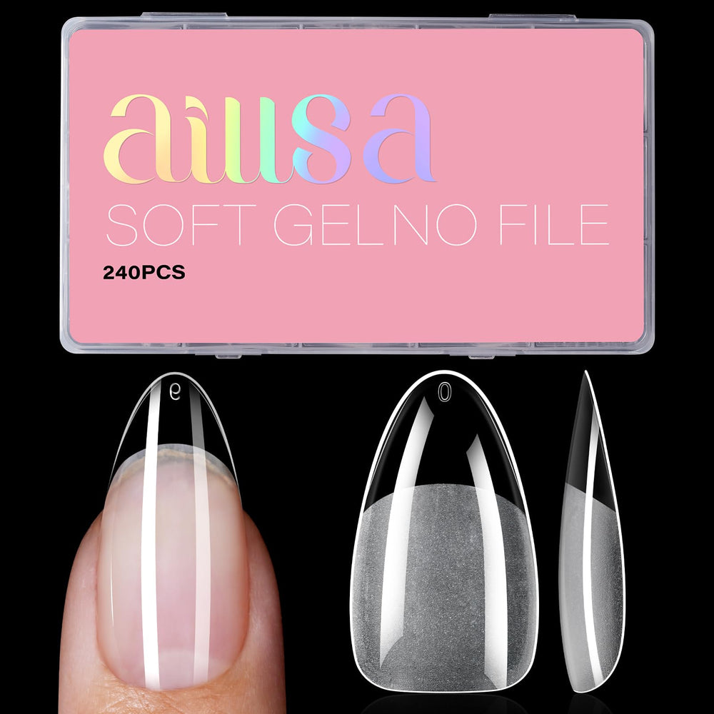 AILLSA Medium Almond Nail Tips box displaying 240 pieces for easy manicure prep.