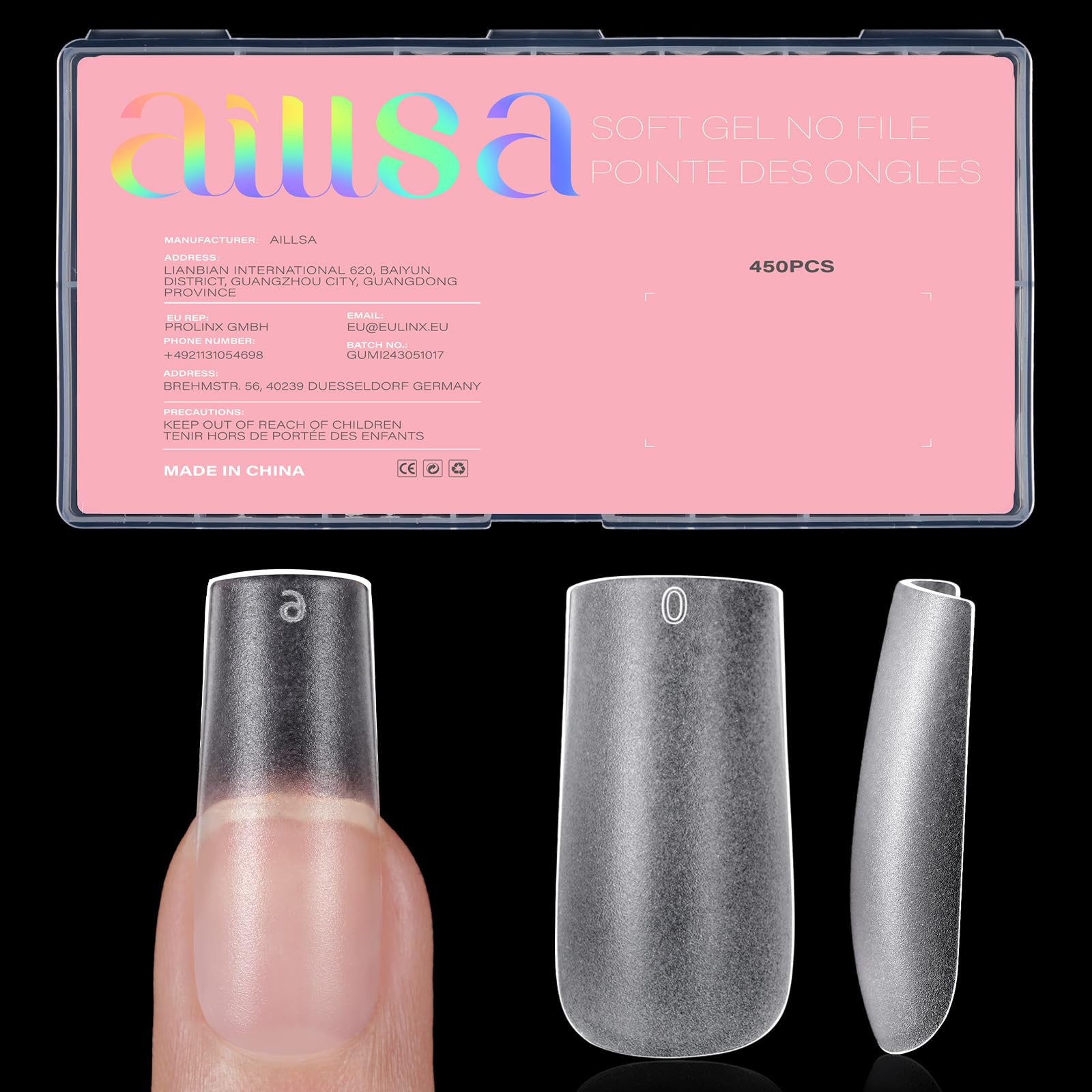 AILLSA medium square nail tips—full-cover design for quick, professional-looking extensions.
