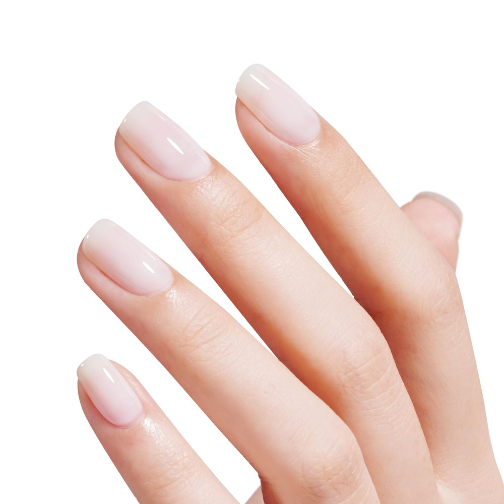 French manicure base with clean edges and natural nude glow.
