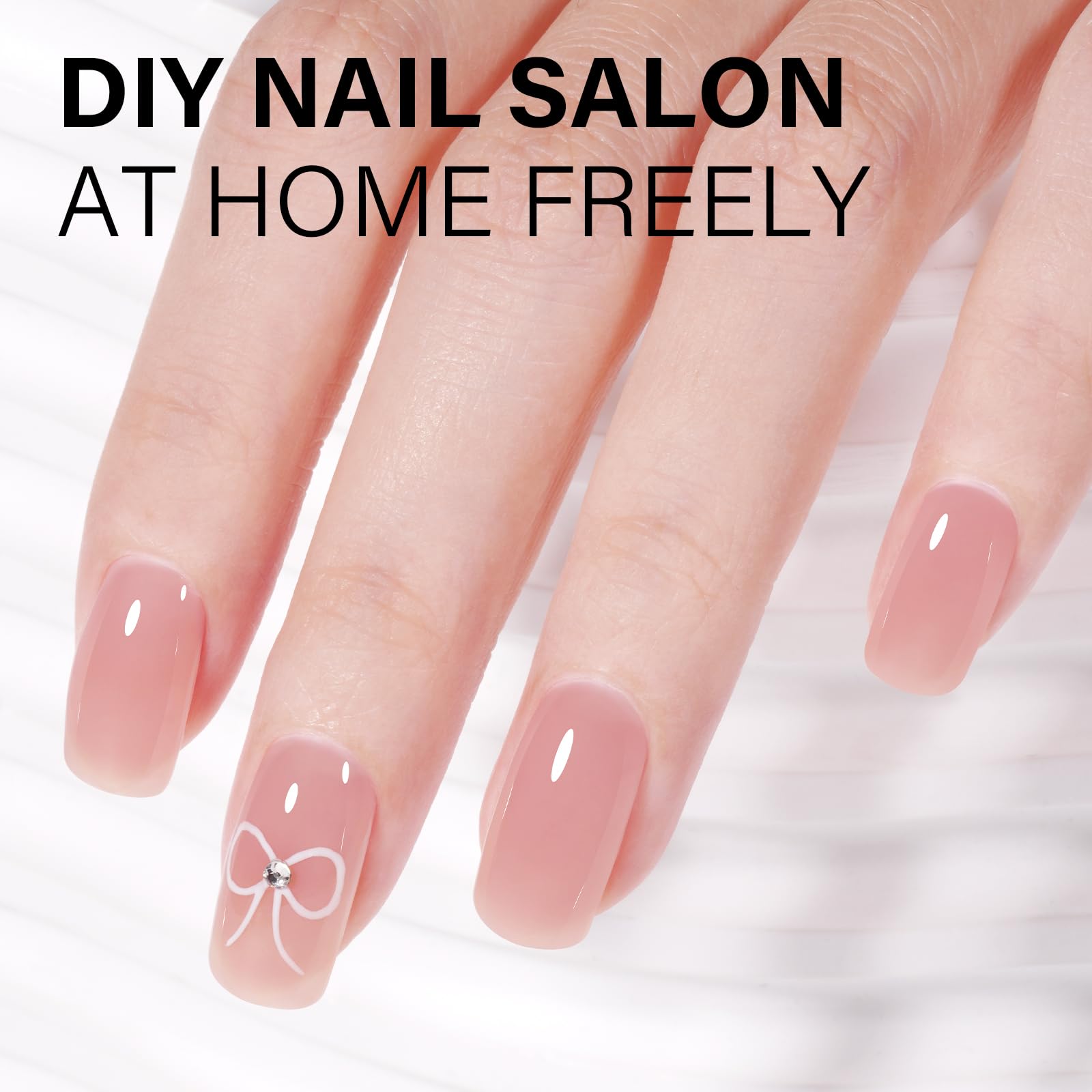 AILLSA Misty Rose gel on nail showcases sheer-to-opaque coverage with a glossy finish.