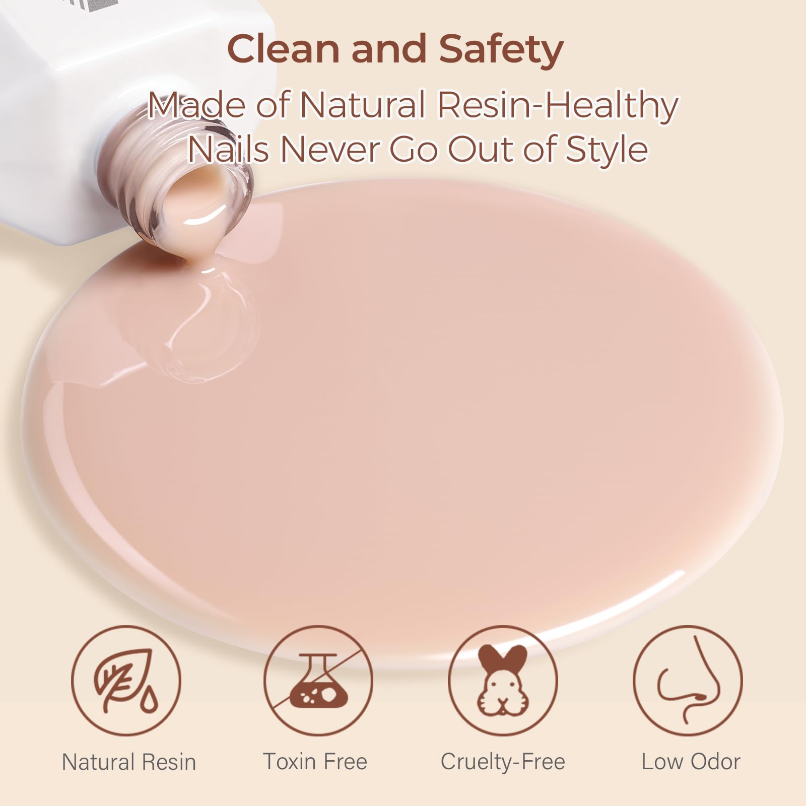 AILLSA Nude Gel application close-up shows bubbles-free finish.
