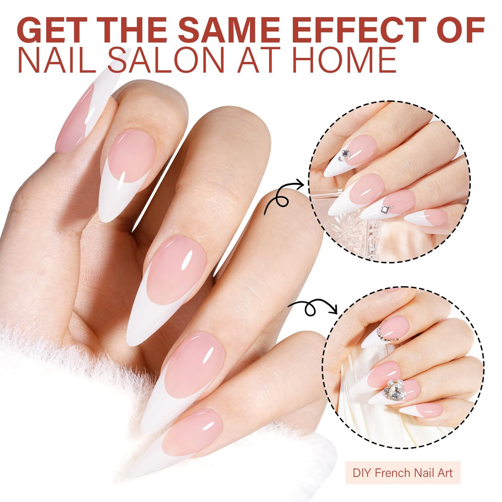 Pre-applied primer and base coat visible on AILLSA tips for quick manicures.