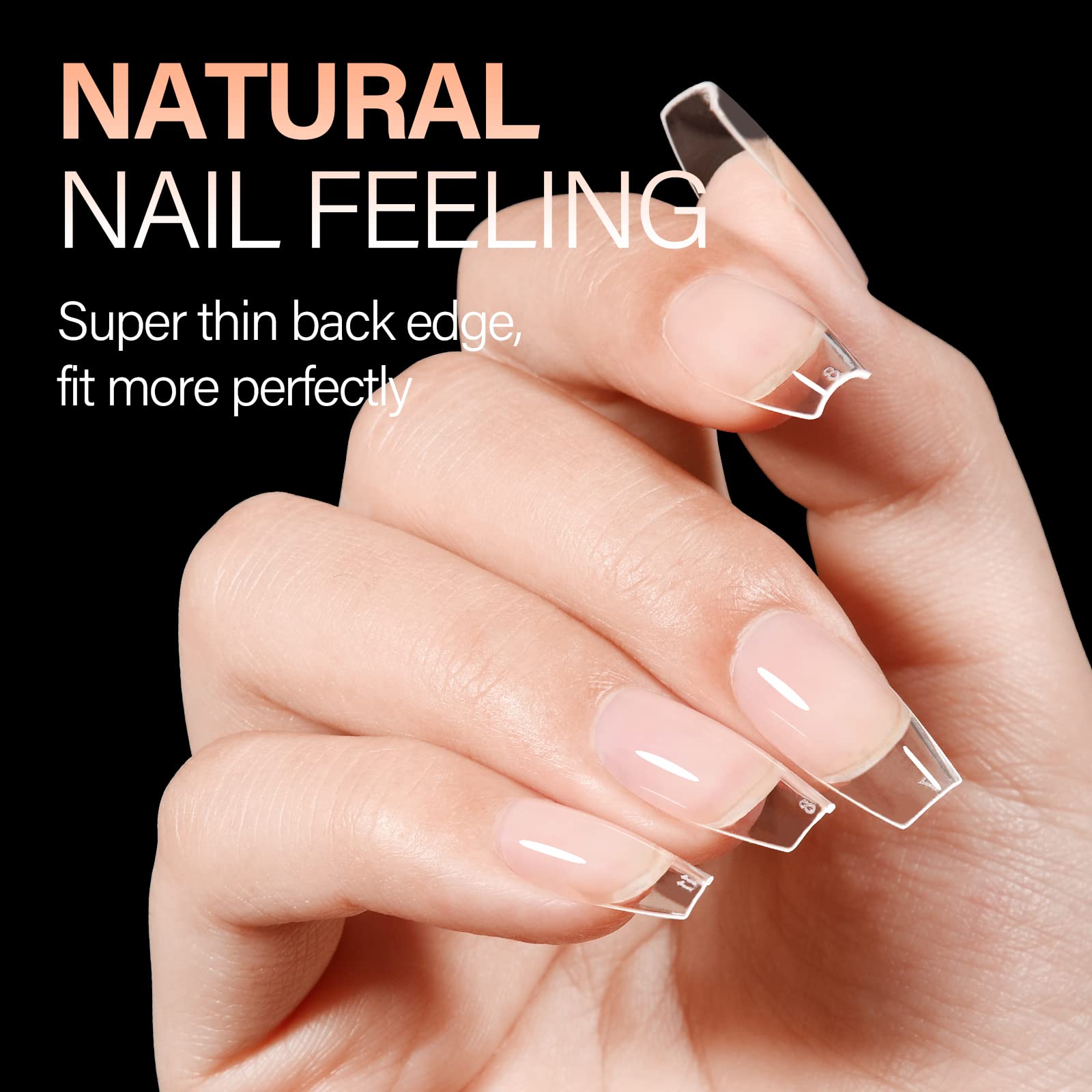 AILLSA pre-shaped coffin tips simplify application without trimming.