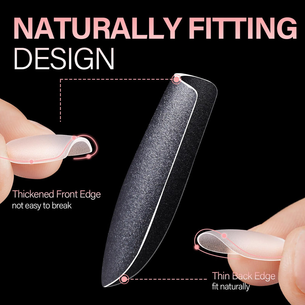AILLSA pre-shaped nails with thick front edge for natural-looking extensions