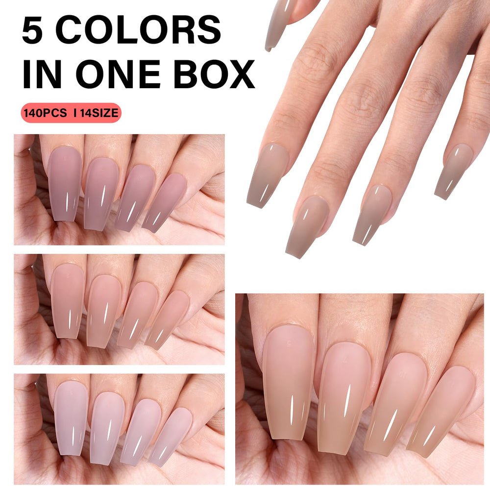 AILLSA RealFit 4-in-1 pre-shaped nail tips showing versatile nude color options