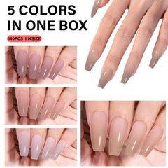 AILLSA RealFit 4-in-1 pre-shaped nail tips showing versatile nude color options