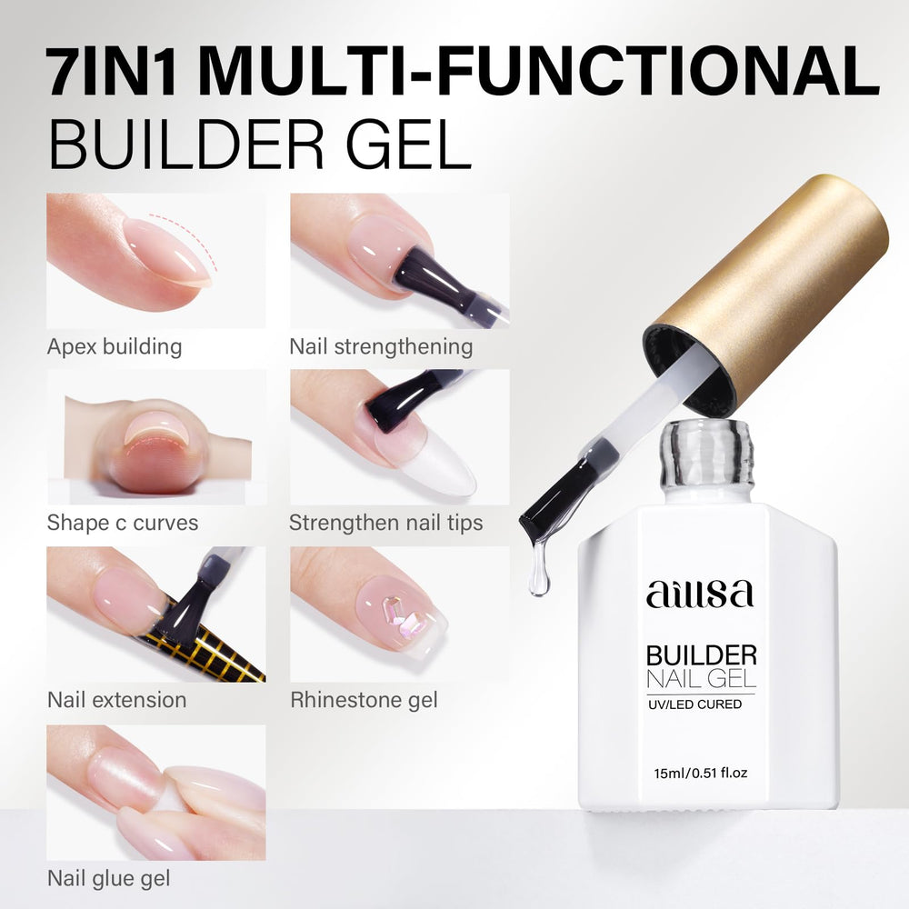 AILLSA Rhinestone adhesion with builder gel securely anchors decorations