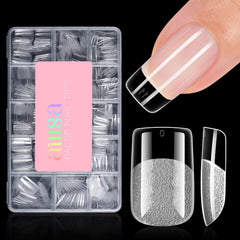 AILLSA short square nail tips half matte 450pcs for durable home salon nails