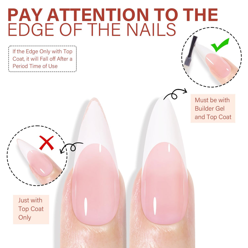 Soft long stiletto pink tips by AILLSA for chic style.