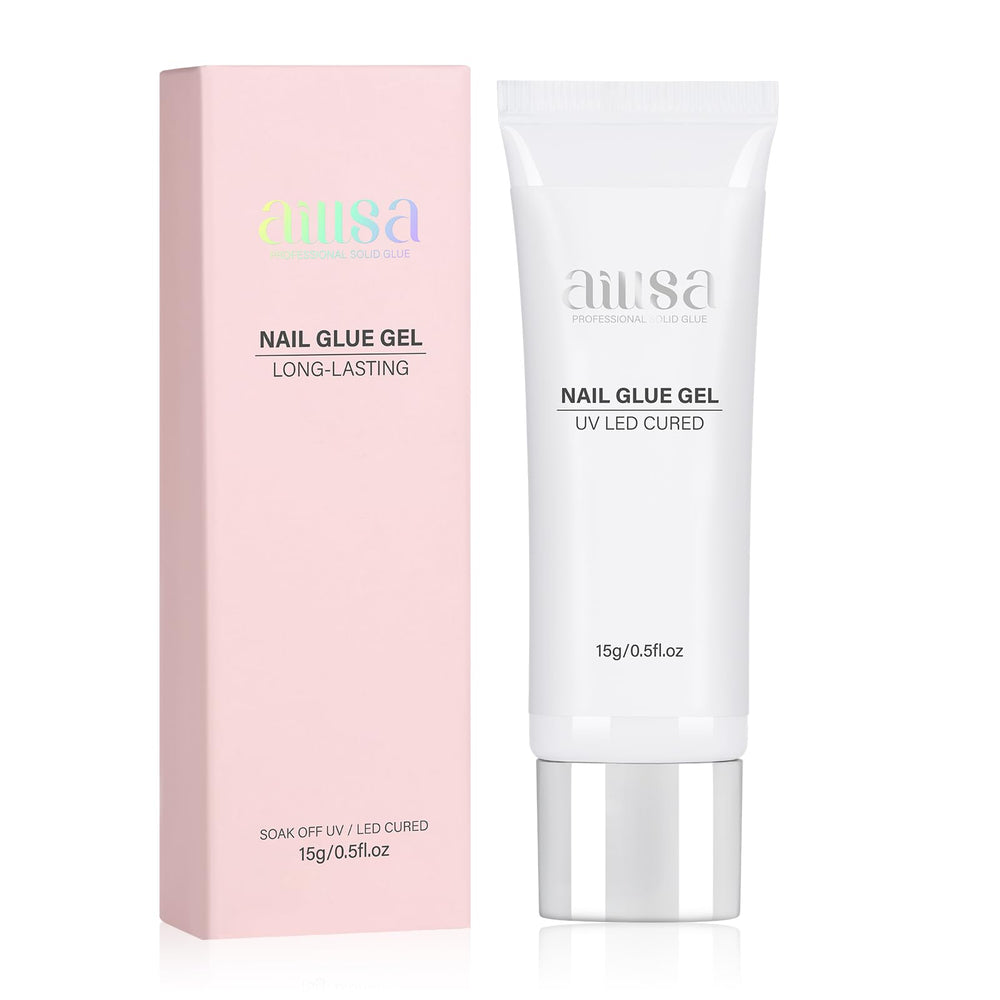 AILLSA solid gel nail glue bottle close-up showing precision adhesion for strong tips