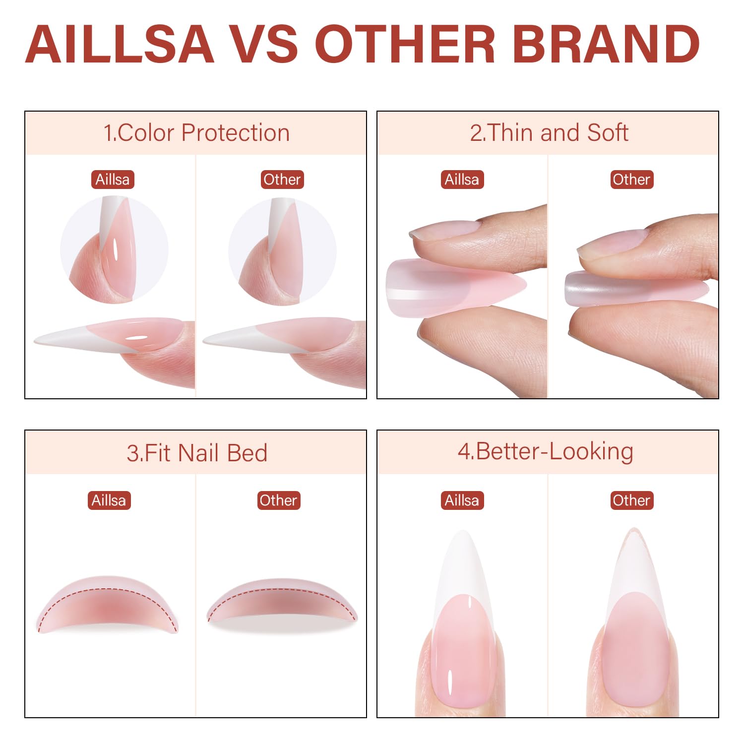 Thick front-edge nail tips designed for durable wear.