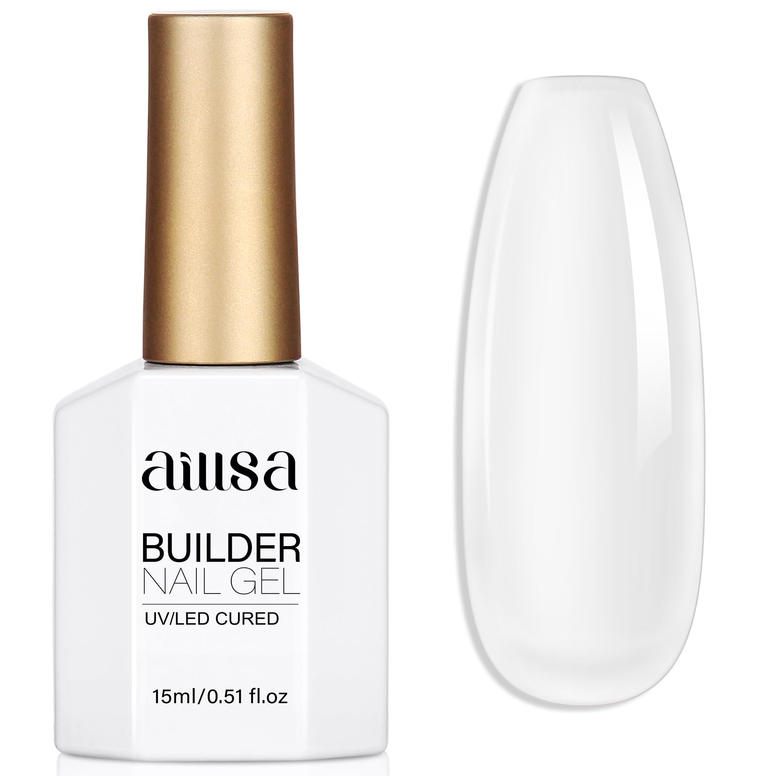 AILLSA Clear Builder Gel bottle close-up showing natural base for nails
