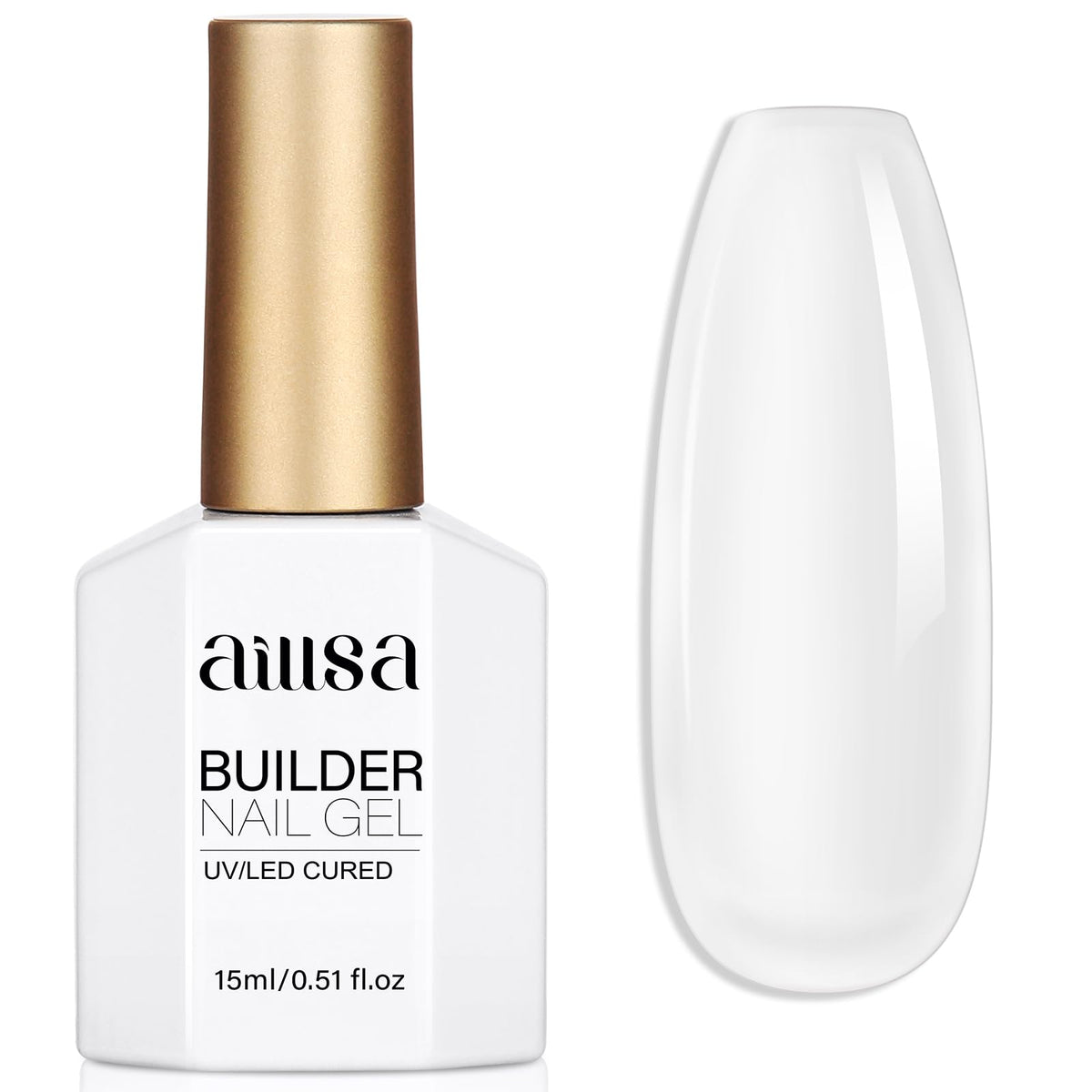 AILLSA Clear Builder Gel bottle close-up showing natural base for nails