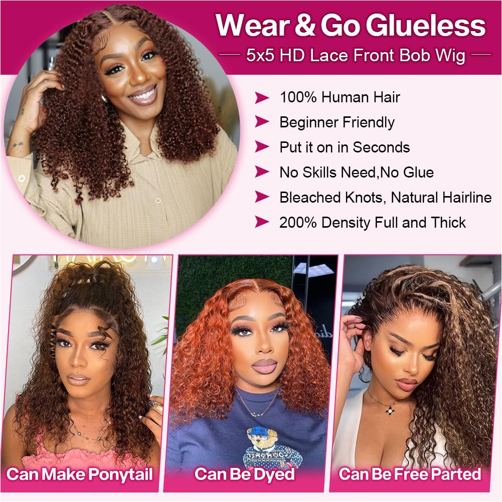 Ailwelia Curly Bob Wig chocolate brown color option enhances looks