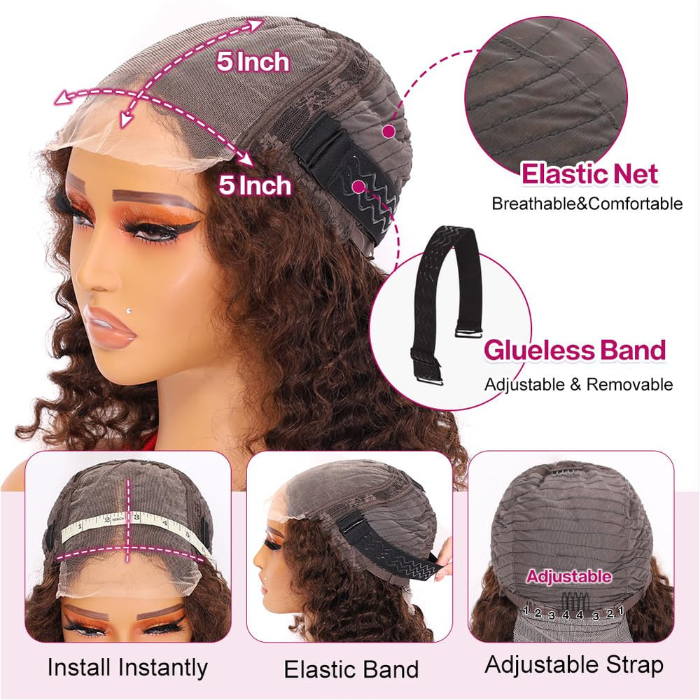 Ailwelia Curly Bob Wig wear-go-ready demonstrates quick styling
